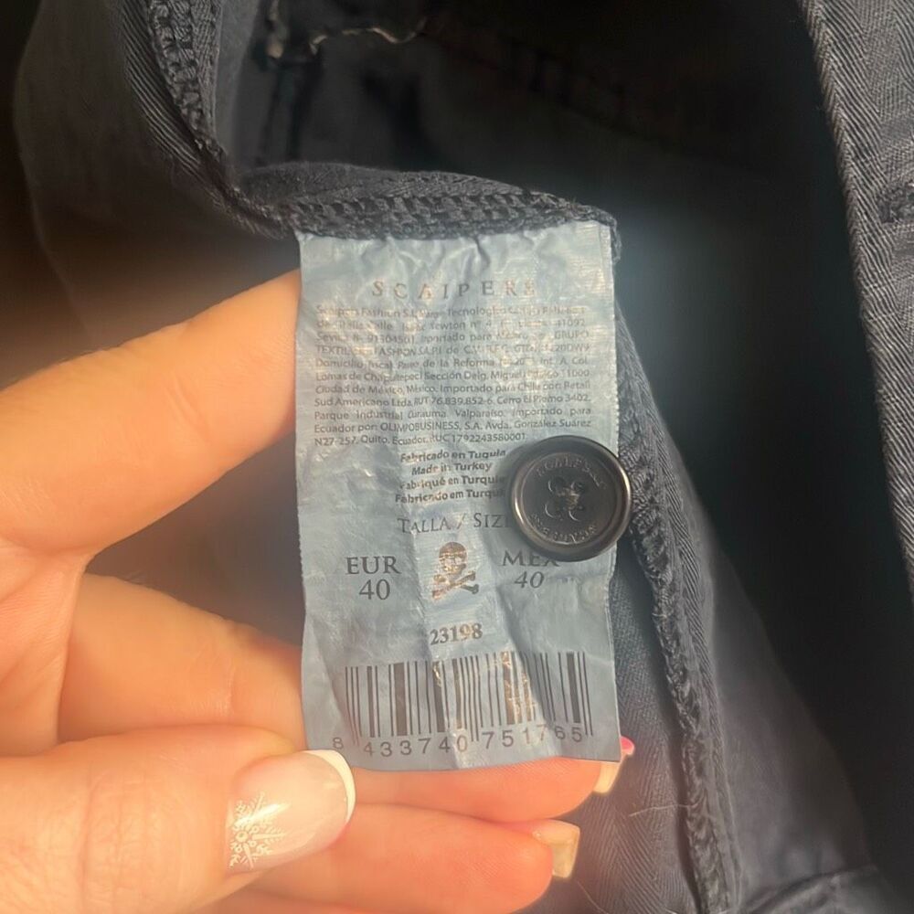 ✨Scalpers Linen Blend Button Down Navy Sz 40 Jacket✨ - Picture 6 of 7